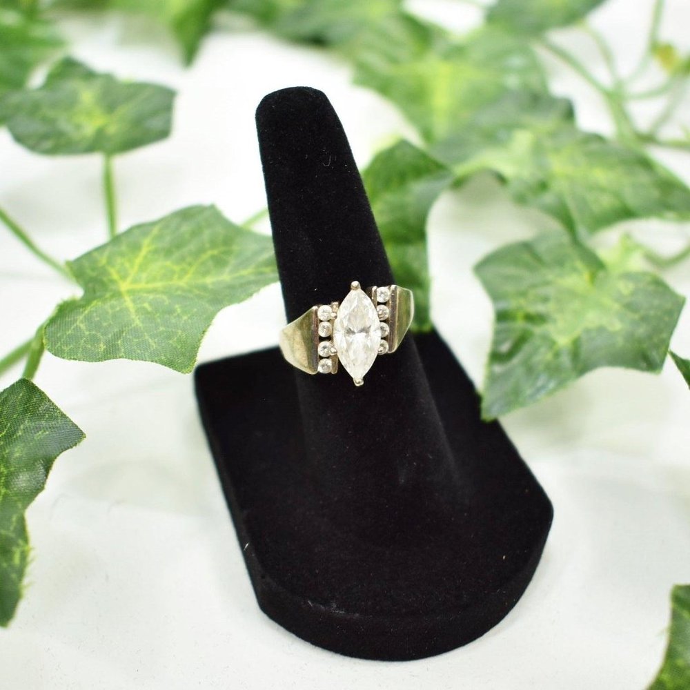 Gold Marquis vintage sterling silver ring 6